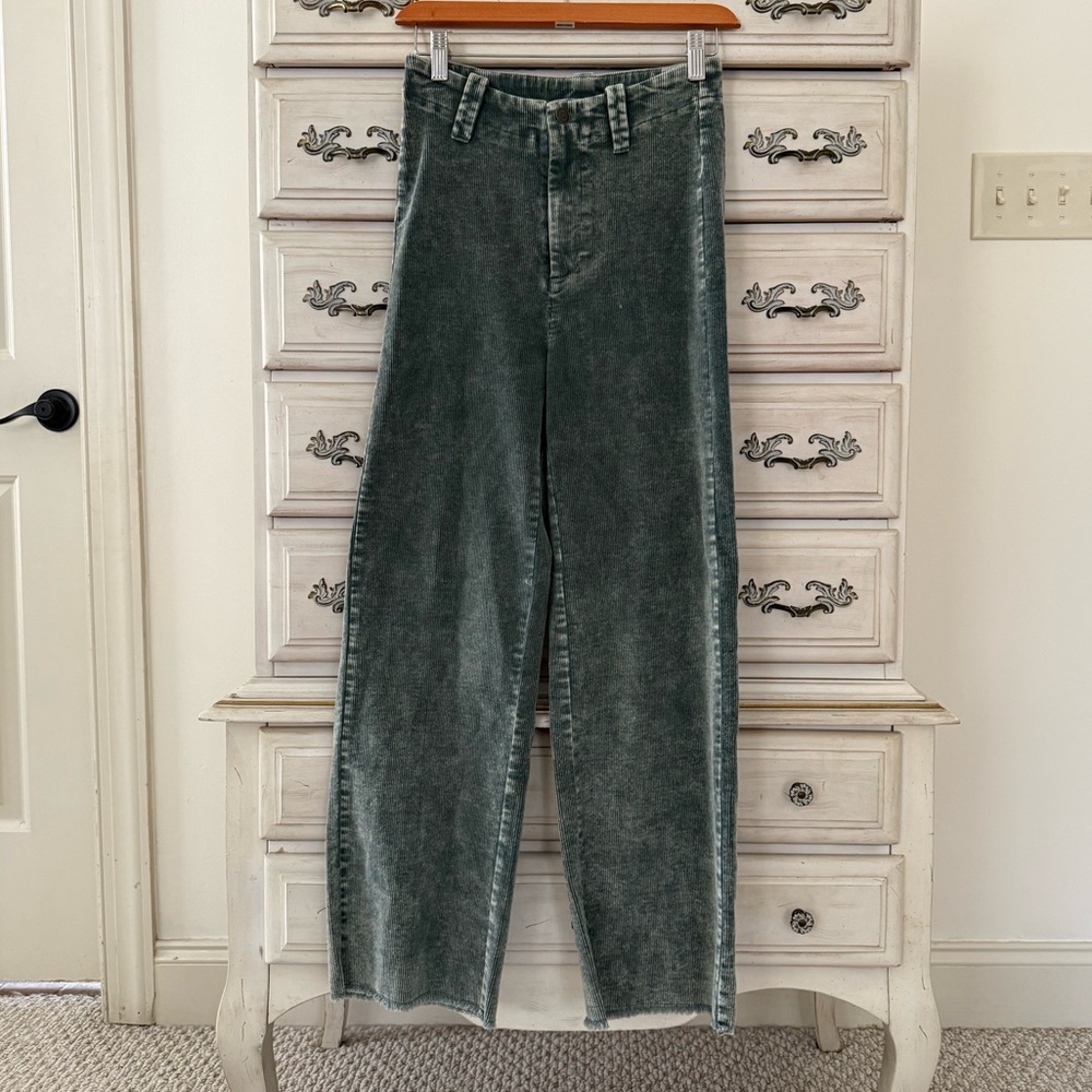 Green Acid Wash Corduroy Pants